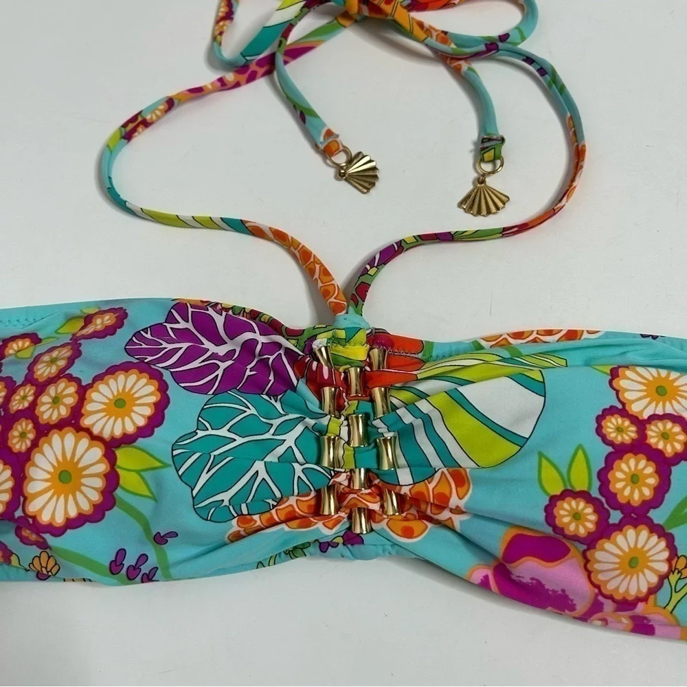 Trina Turk Colorful Floral Print Bikini Top